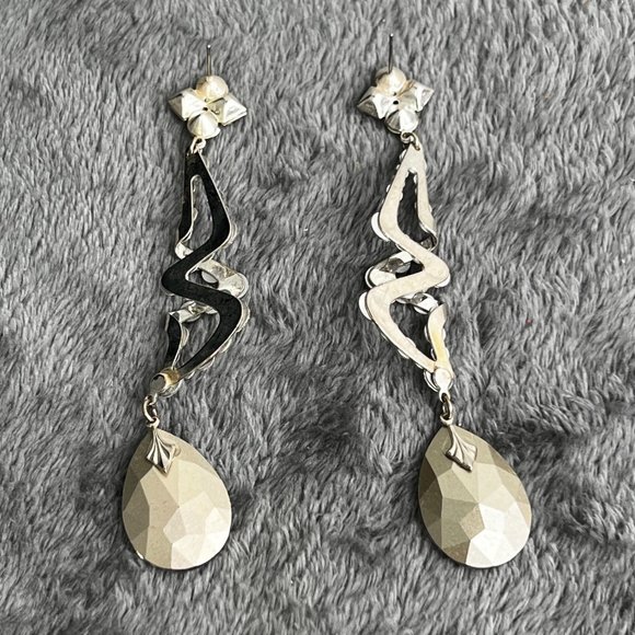 Rhinestone Dangle Earrings Prom Wedding Homecoming Event Lightweight Pierced - Picture 6 of 6